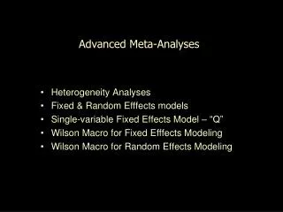 Advanced Meta-Analyses