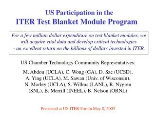 US Chamber Technology Community Representatives:
