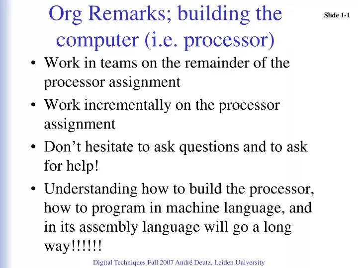 org remarks building the computer i e processor