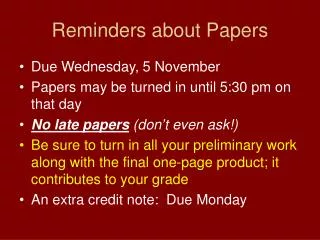 Reminders about Papers