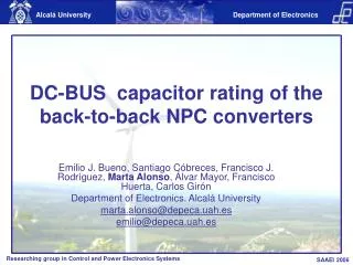 DC-BUS capacitor rating of the back-to-back NPC converters