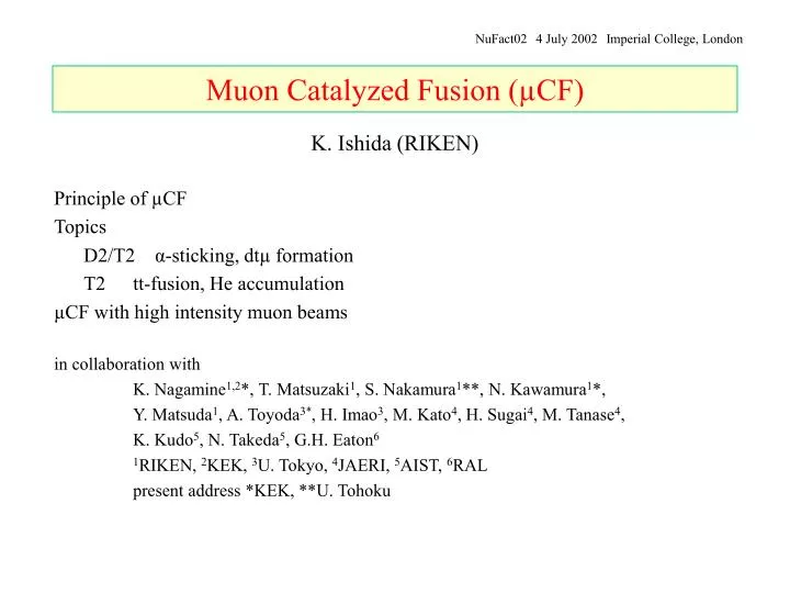muon catalyzed fusion cf