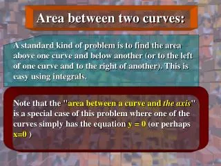 Area between two curves: