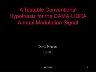 A Testable Conventional Hypothesis for the DAMA-LIBRA Annual Modulation Signal