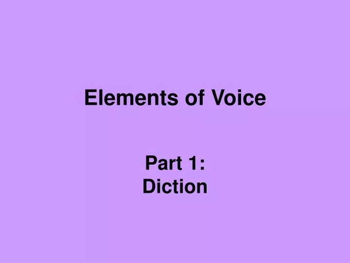 elements of voice