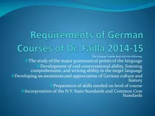Requirements of German Courses of Dr. Failla 2014-15