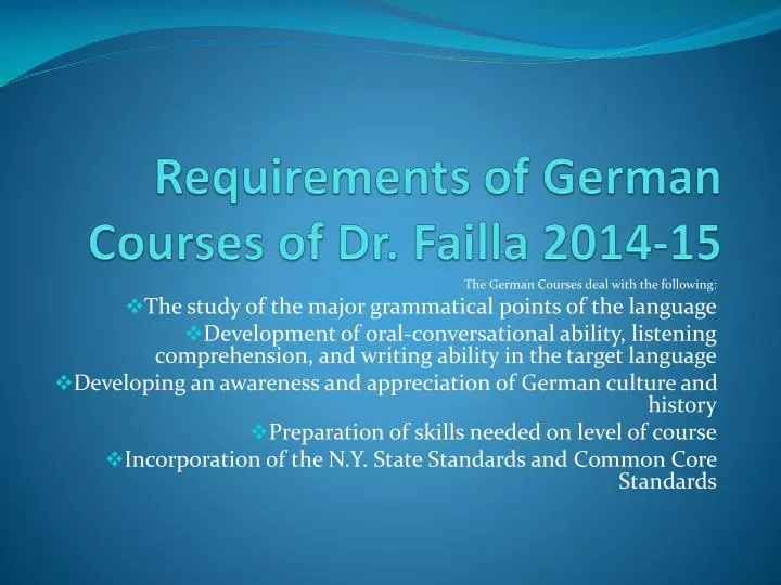 requirements of german courses of dr failla 2014 15