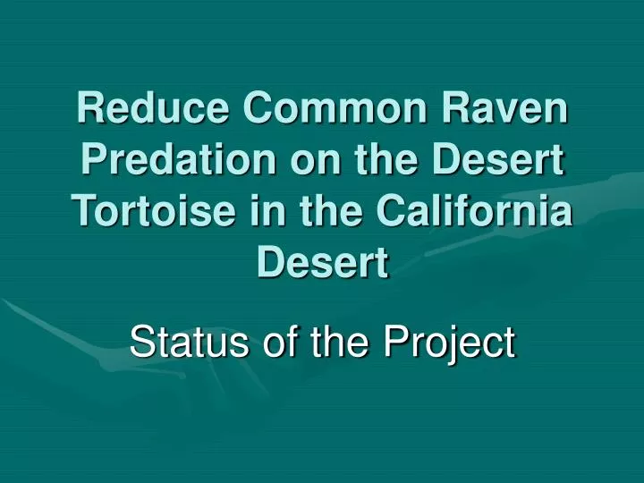 reduce common raven predation on the desert tortoise in the california desert