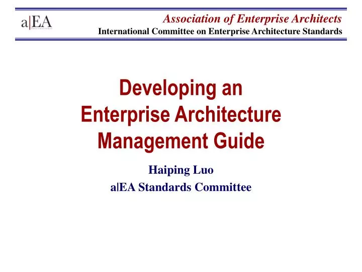 developing an enterprise architecture management guide
