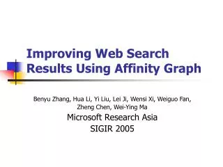 Improving Web Search Results Using Affinity Graph