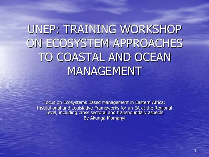 unep training workshop on ecosystem approaches to coastal and ocean management