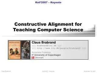 Constructive Alignment for Teaching Computer Science