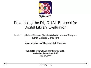 Developing the DigiQUAL Protocol for Digital Library Evaluation