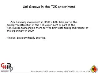 Uni-Geneva in the T2K experiment