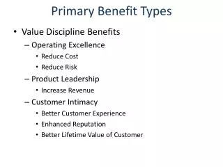 Primary Benefit Types