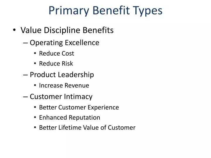 primary benefit types