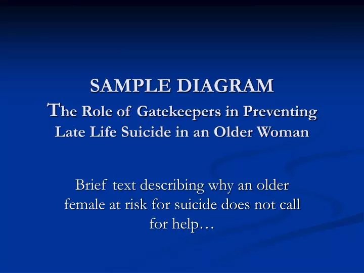 sample diagram t he role of gatekeepers in preventing late life suicide in an older woman