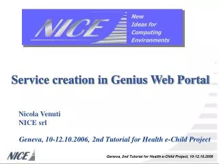 Service creation in Genius Web Portal