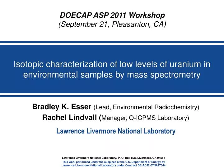 isotopic characterization of low levels of uranium in environmental samples by mass spectrometry