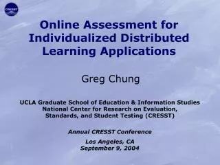 Online Assessment for Individualized Distributed Learning Applications