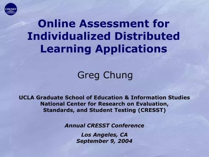 online assessment for individualized distributed learning applications