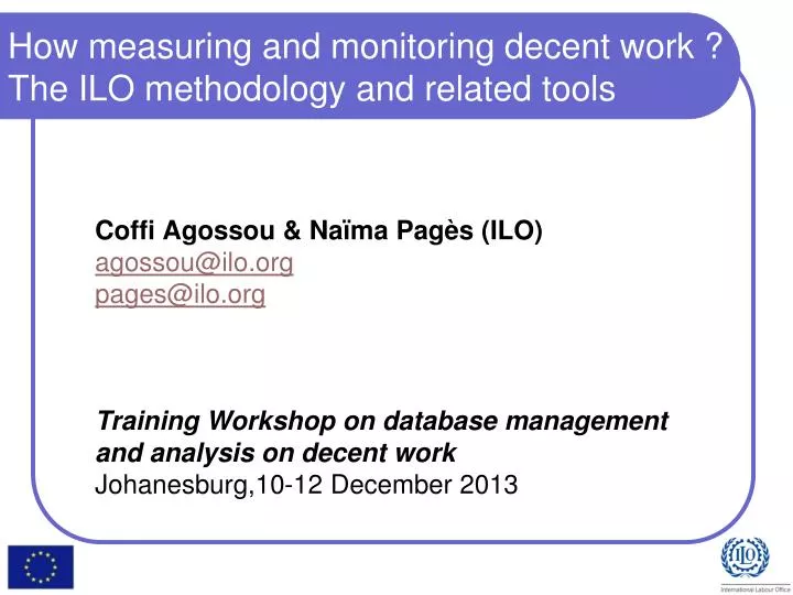 how measuring and monitoring decent work the ilo methodology and related tools
