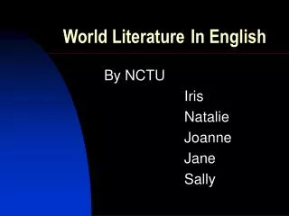 World Literature In English