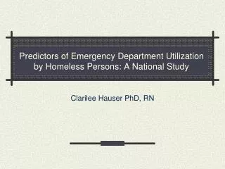 predictors of emergency department utilization by homeless persons a national study