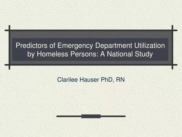 predictors of emergency department utilization by homeless persons a national study