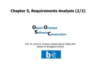 Chapter 5, Requirements Analysis (2/2)