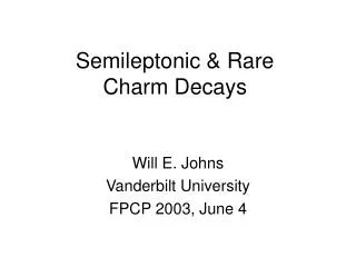 Semileptonic &amp; Rare Charm Decays