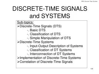 DISCRETE-TIME SIGNALS and SYSTEMS