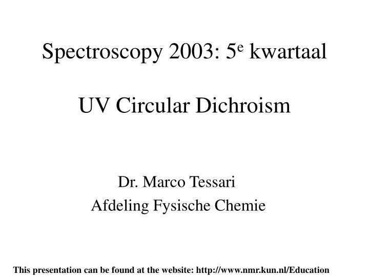 spectroscopy 2003 5 e kwartaal uv circular dichroism