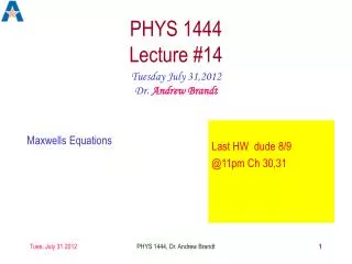 PHYS 1444 Lecture #14
