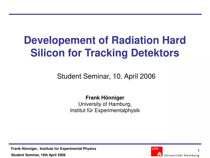 developement of radiation hard silicon for tracking detektors