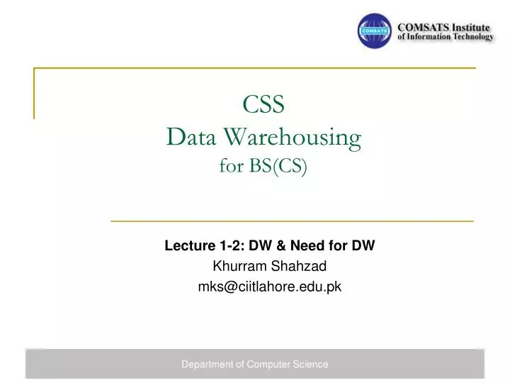 css data warehousing for bs cs