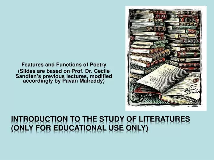 introduction to the study of literatures only for educational use only