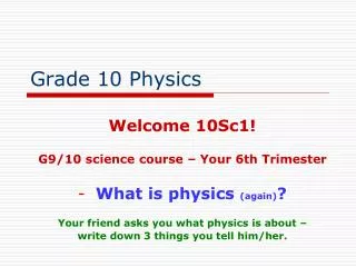 Grade 10 Physics