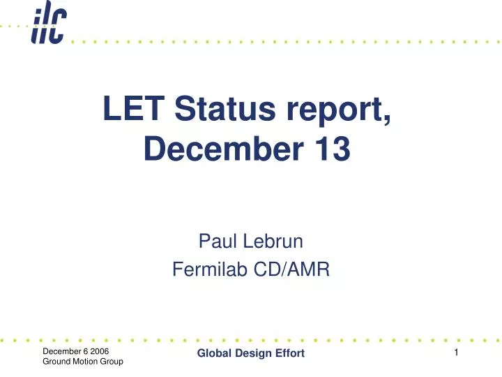 let status report december 13