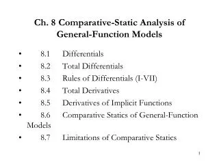 Ch. 8 Comparative-Static Analysis of General-Function Models