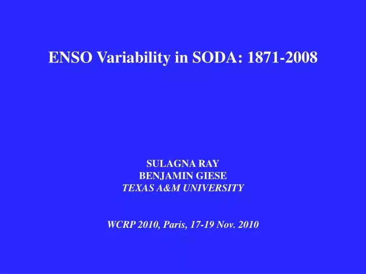enso variability in soda 1871 2008