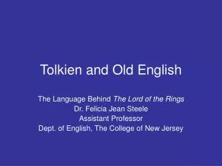 Tolkien and Old English
