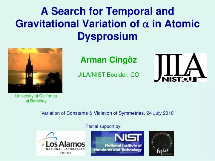 a search for temporal and gravitational variation of a in atomic dysprosium