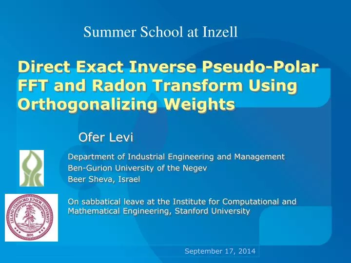 direct exact inverse pseudo polar fft and radon transform using orthogonalizing weights