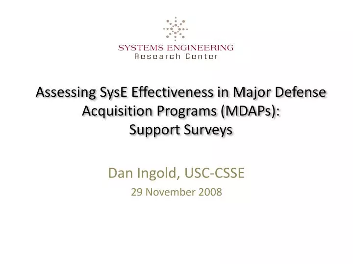 assessing syse effectiveness in major defense acquisition programs mdaps support surveys