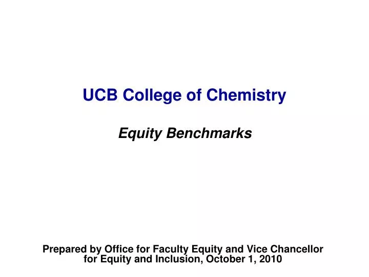ucb college of chemistry equity benchmarks