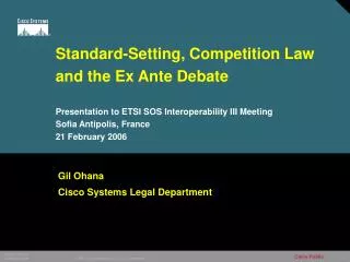 Gil Ohana Cisco Systems Legal Department