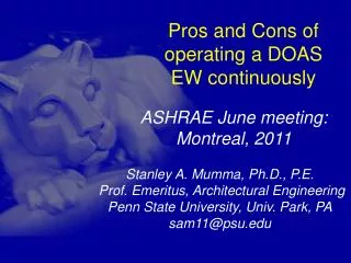Pros and Cons of operating a DOAS EW continuously