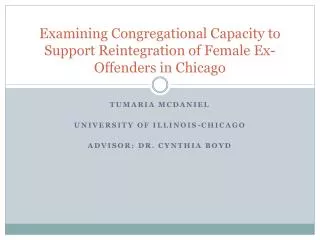 Examining Congregational Capacity to Support Reintegration of Female Ex-Offenders in Chicago
