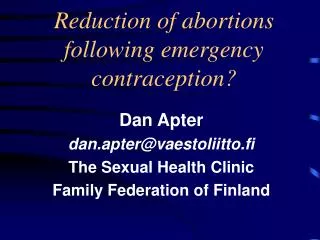 Reduction of abortions following emergency contraception?